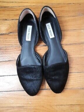 Steve Madden Black Calf Hair D'Orsay Flats